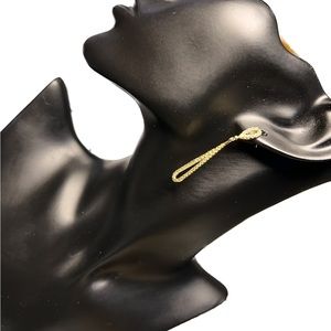 14K Gold Long Dangle Diamond Cut Earrings